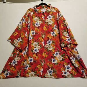 A Personal Touch 8X Top Button Front Orange Floral Tropical Coastal Cottage USA